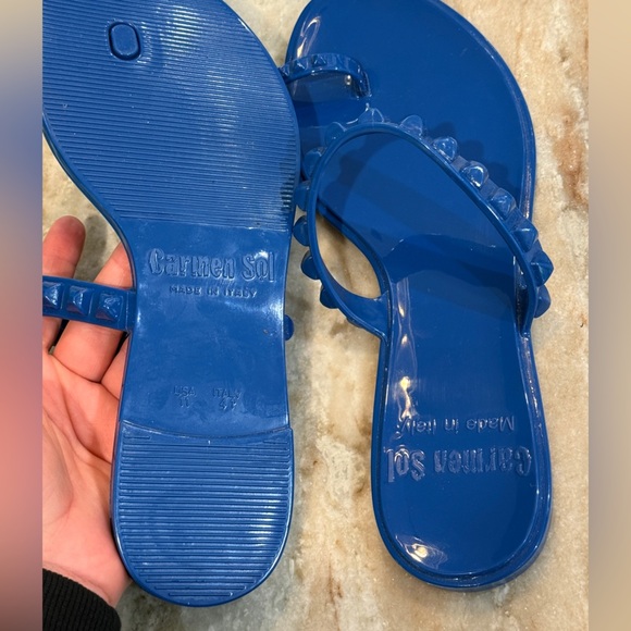 Women’s CARMEN SOL plastic studded blue Maria flat jelly sandals- Size 11 - Picture 6 of 6